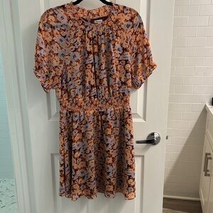 Madewell Smocked Mockneck Dress in Floral Breeze